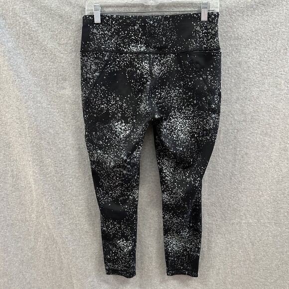 Title Nine Legging Womens Medium Black White Grey Splatter Print Pullon Stretch - Picture 6 of 10